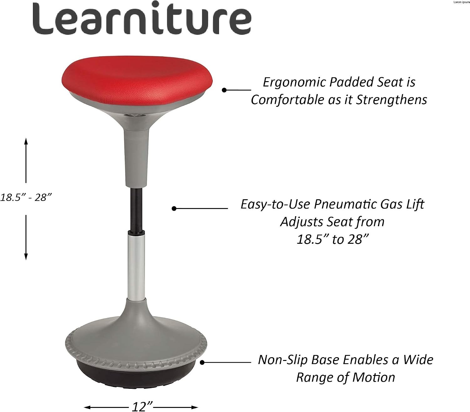 School Outfitters LNT-RIA3052RD-SO Adjustable-Height Active Learning Stool, Red - Image 5