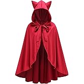 Colorful House Little Red Riding Hood Cape Women Velvet Cloak with Cute Ears Christmas Costume