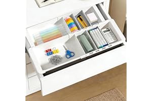 FHUIEWRY 2 Pack Deep Drawer Organizer Bins Expandable Drawer Organizer, Sliding and Adjustable Drawer Tray for Kitchen Utensi