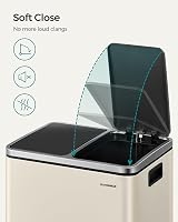 SONGMICS Dual Rubbish Bin Two Compartment 15 L Pedal Lids Soft Close view 5