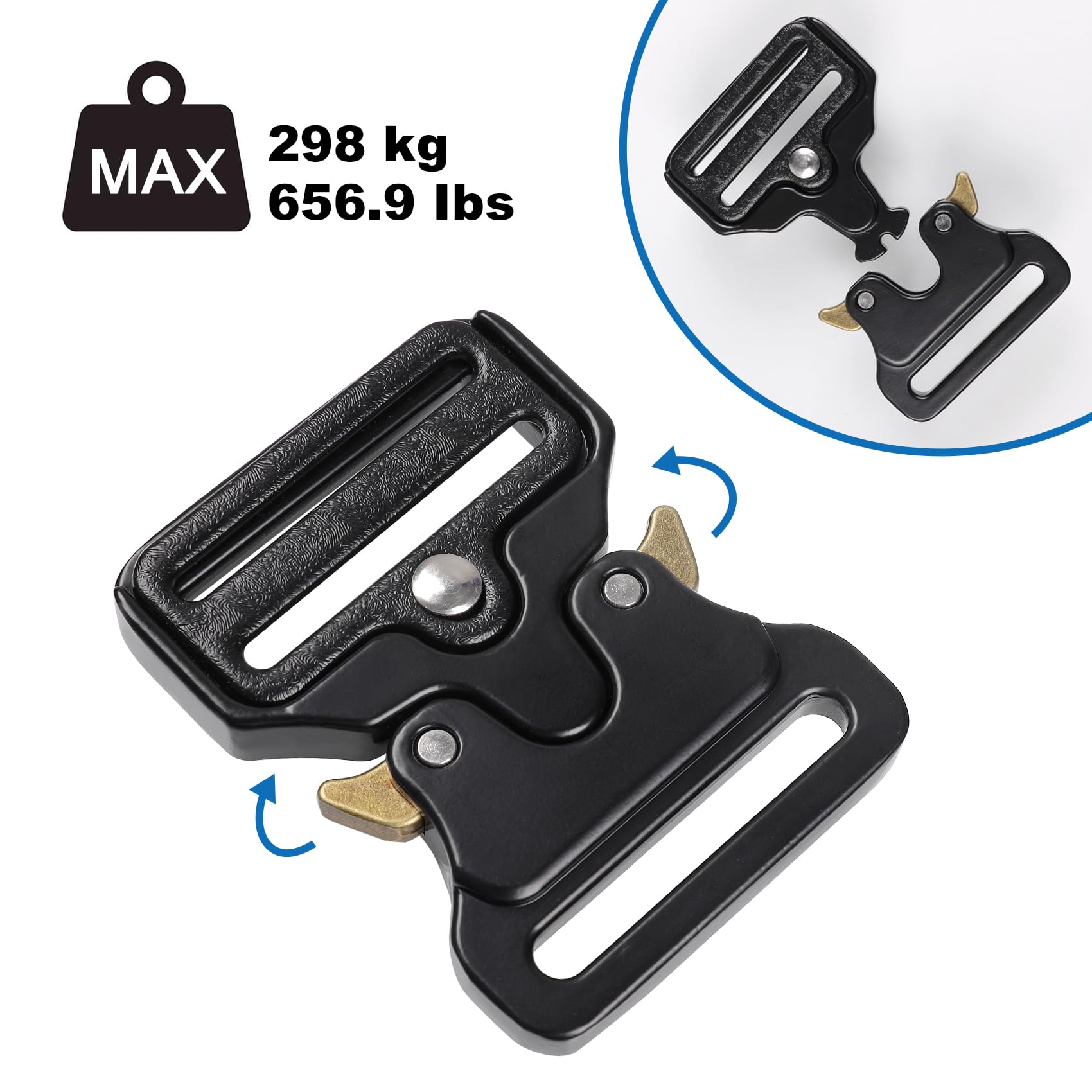 Luggage Hook Strap, J Hook for Add a Bag Luggage, Multi Adjustment Bag Strap Hook with Hands Free (Large Size/Metal Buckle)
