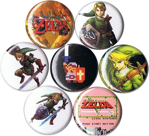 Set of 7 Legend of Zelda pins/buttons/badges Clothing