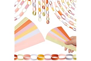 Lincia 600 Sheet Christmas Paper Chain Garland, Construction DIY Crafts Chain Strip for Thanksgiving Winter Party Decor, 1x8 Inch with Double Sided Tape (Groovy)