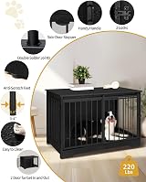 Hzuaneri Dog Crate Furniture 100 cm Double Door Barn Door Anti-Chew view 6
