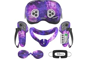 Rechale Silicone Cover Set Compatible with Oculus/Meta Quest 3S, VR Accessories for Meta Quest 3S, Protective Cover Set Includes Controller Grip Cover, Face Cover, VR Shell Cover (Starlight Purple)