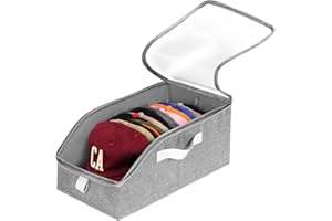 Livelab Hat Organizer for Baseball Caps, Hat Storage Holder Container for Closet Hold Up to 12 Caps with Clear Window, Hat Boxes for Home Storage | 1Pcs Grey