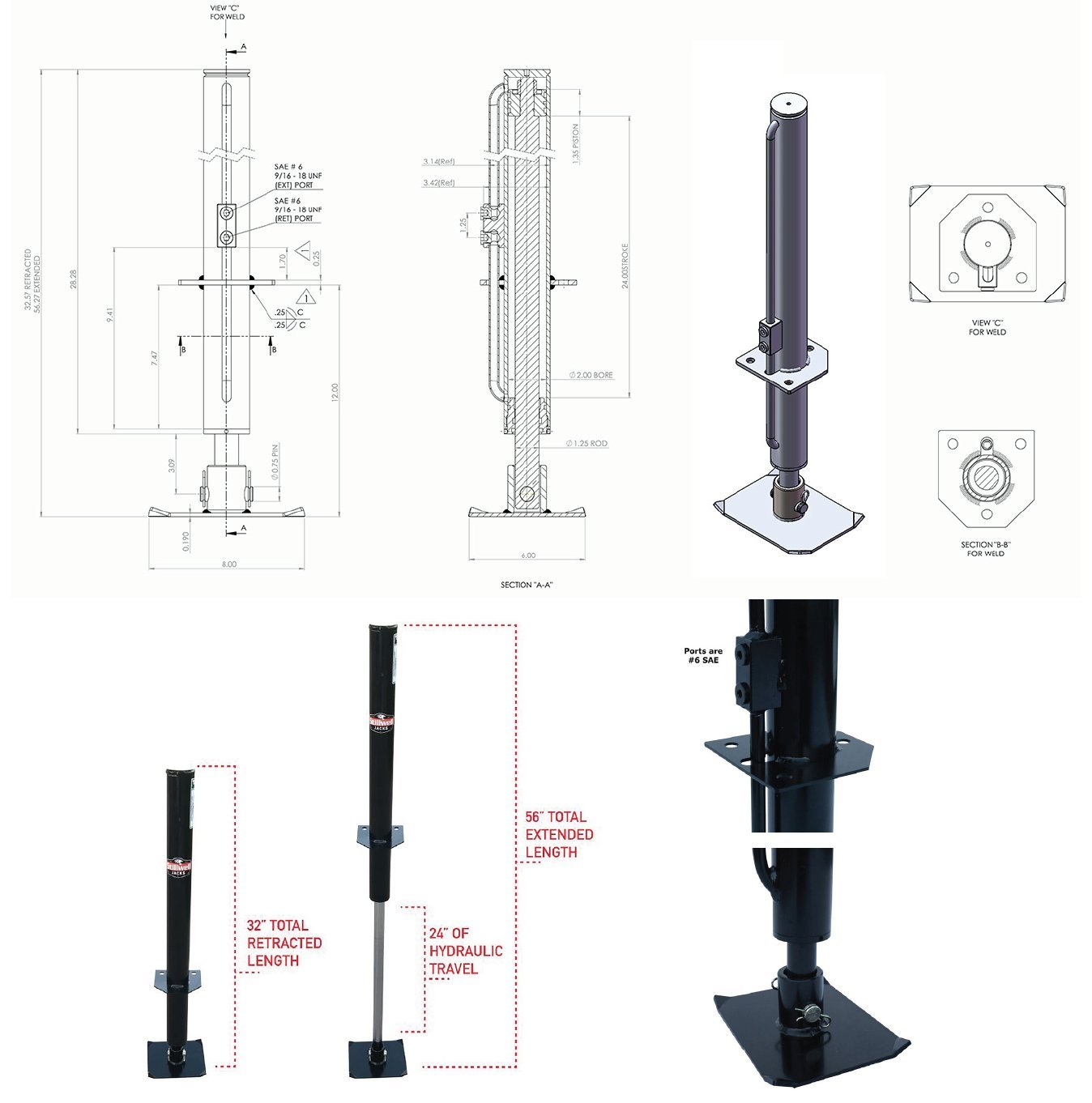 Stillwell 7K Hydraulic Trailer Jack Kit - 7000-Lb. Capacity, Model Number KIT-325017S: Industrial & Scientific