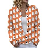 Halloween Sweater Women Pumpkin Ghost Cardigan Plus Size Fall Clothes