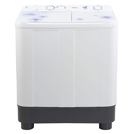Haier 7.6 kg Semi-Automatic Top Loading Washing Machine (HTW76-1159FW, White Floral)