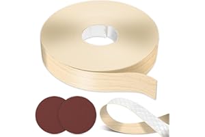 GZDUCK Melamine Edge Banding- 3/4 inch x 50ft Wood Edge Banding, Real Wood Tape Banding with Hot Melt Adhesive Pre-glued Cabinet Edge Banding Flexible Wood Veneer Edging for Plywood Furniture Table