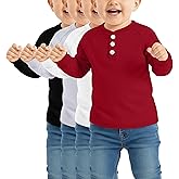 LessonZoo 4 Pack Toddler Boys Girls Thermal Long Sleeve T-Shirts Henley Undershirt Top Basic Layer Long Sleeve Fleece T-Shirt