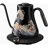 Cocinare FLOW M9 Electric Gooseneck Kettle, ±1℉ Temperature Control for Pour-over Coffee & Tea, Stainless Steel Interior, Quick Heating for Boiling Water (Wave)