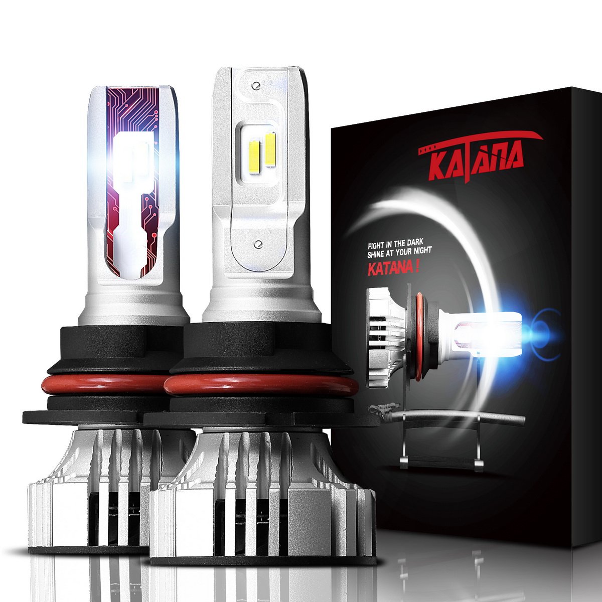 KATANA 9004 LED Headlight Bulbs,CREE Chips 12000Lm 5090Lux 6500K Extremely Bright Conversion Kit,360 Degree Adjustable Beam Angle