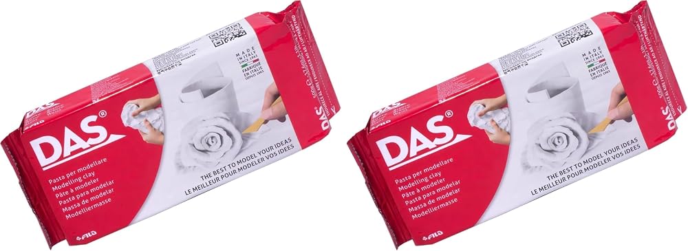 DAS White 500 g Air Hardening Modelling Clay 2 Pack Non Bake Ready to Use