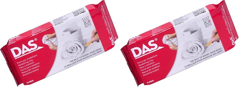 DAS White 500 g Air Hardening Modelling Clay 2 Pack Non Bake Ready to Use