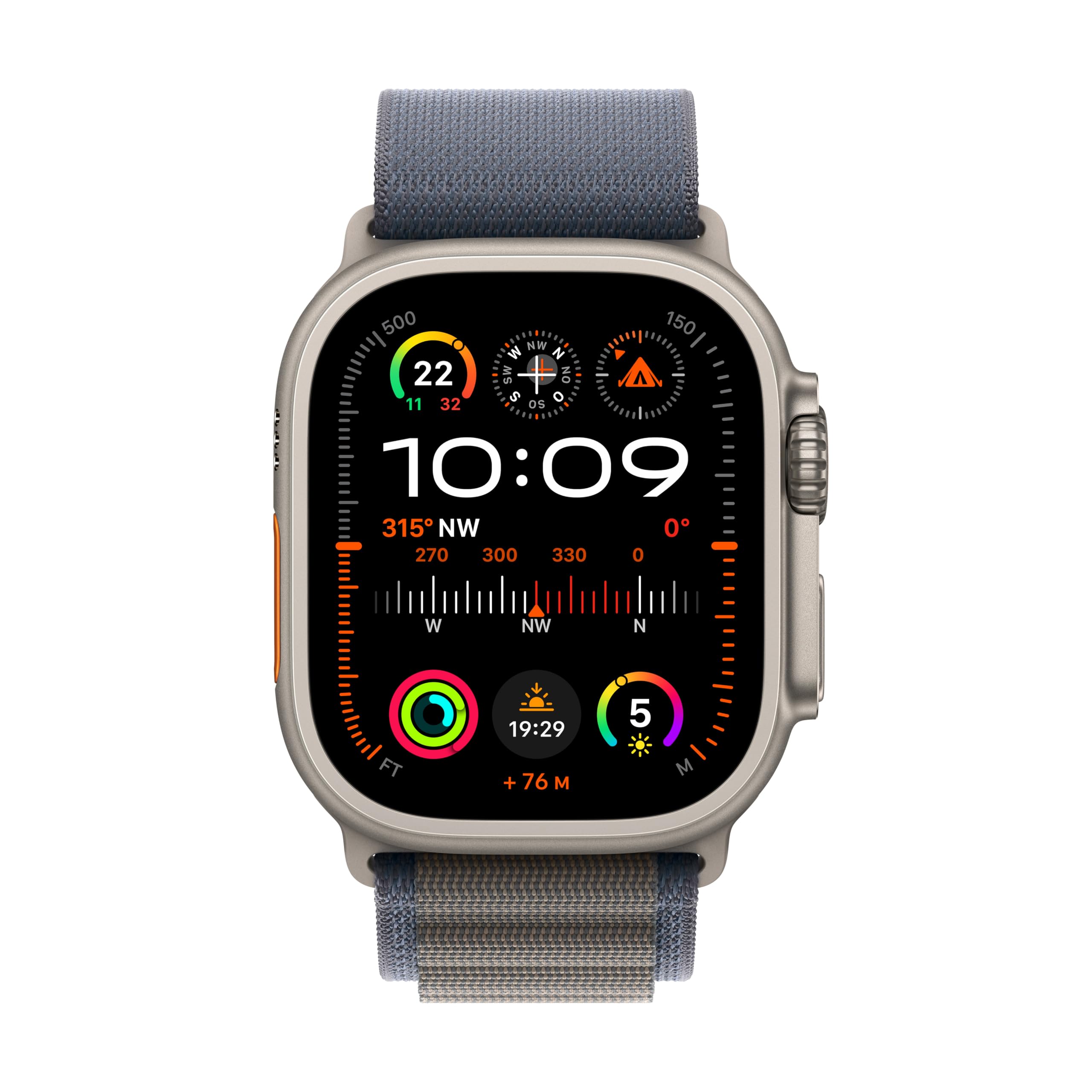 Apple Watch Ultra 2 (GPS + Cellular, 49 mm) Smartwatch mit robustem Titangehäuse und Alpine Loop Armband (Small) in Blau. Fitnesstracker, präzises GPS, extra Lange Batterielaufzeit, CO₂ neutral 2