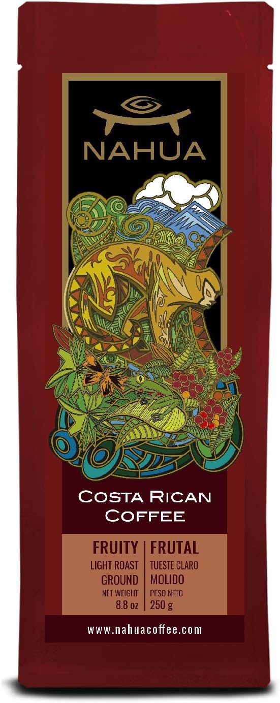Nahua - Specialty Grade Costa Rican Coffee, Ground Light Roast Fruity Notes, Single Origin Tarrazu, 8.8 Oz (250g)