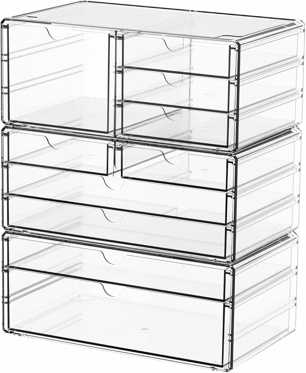 Photo 1 of Yieach 3Pack Clear Drawer Organizers Stackable,Acrylic Storage Drawers With 10 Drawers,Multipurpose Office Supply Organizer and Makeup Organizer for Beauty,Craft,Pen,Medical,Stationary Desk Organizers