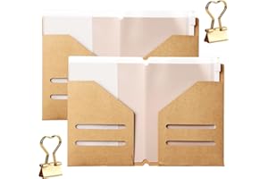 6 PCS Travelers Notebook Insert Kit (Passport Size), 2 Kraft Paper Folders, 2 Zipper Pouches & 2 Pen Clips/Travel Journal Acc