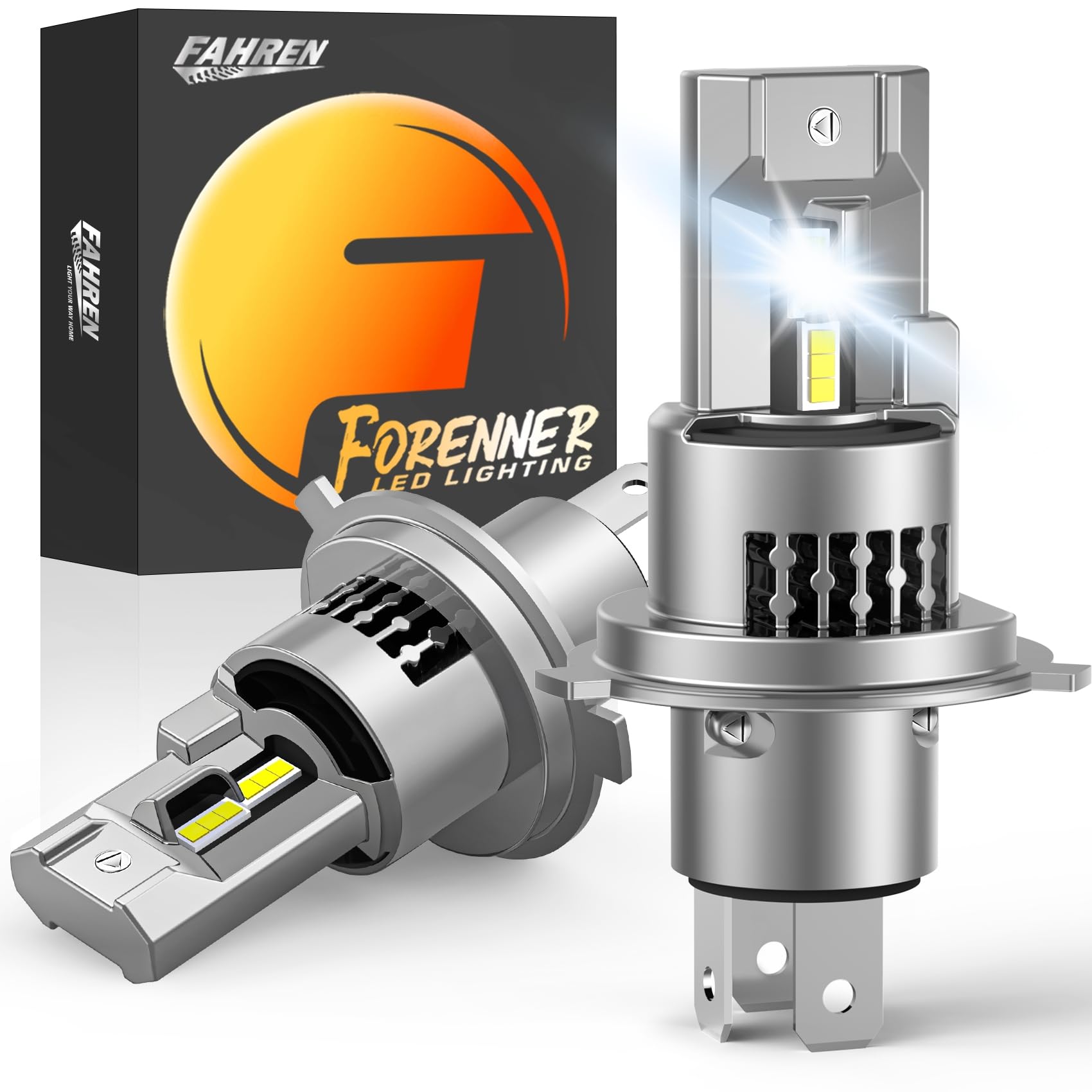 Fahren 2025 Upgraded H4 Bulbs, 800% 6500K Super Brighter 9003 HB2 Fog Light Bulbs Hi/Lo Beam, Direct Installation Plug-N-Play, 70,000+ Hours Lifespan, Pack of 2 Image Fahren 2025 Upgraded H4 Bulbs, 800% 6500K Super Brighter 9003 HB2 Fog Light Bulbs Hi/Lo Beam, Direct Installation Plug-N-Play, 70,000+ Hours Lifespan, Pack of 2 Image
