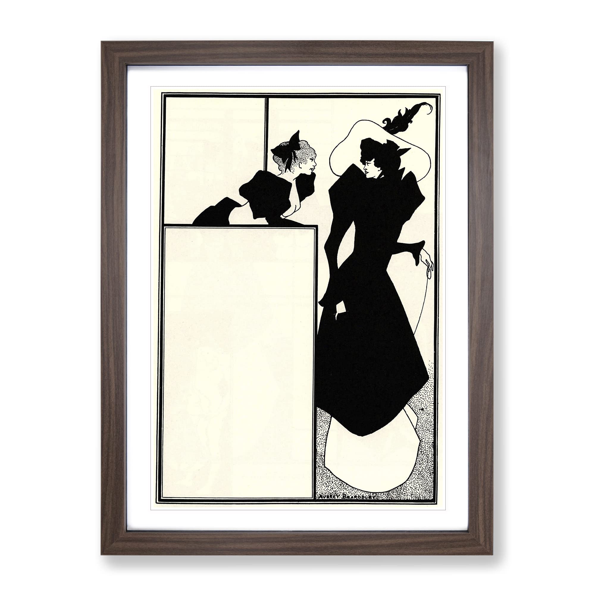 The Spinsters Crip By Aubrey Beardsley Classic Painting Framed Wall Art Print, Ready to Hang Picture for Living Room Bedroom Home Office Décor, Walnut A3 (34 x 46 cm)
