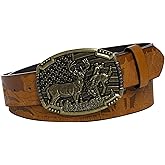 JTYKUYR Western Belts for Men with Buckle Cowboy Cowgirl Belt Embossed Leather Belt for Jeans Christmas Gifts Belt
