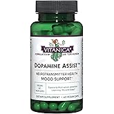Vitanica Dopamine Assist, Dr Formulated Dopamine Supplement, L-Tyrosine, Mucuna Pruriens Neurotransmitter Mood Support, Vitamin B6, Folate, Green Tea Extract Quercetin Vegan, 60 Capsules