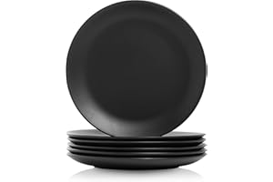 10 Strawberry Street Wazee Matte 10.5" Coupe Dinner Plate, Set of 6, Black