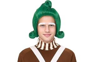 M MISS U HAIR Miss U Hair Men Short Wavy Vibrant Green Wig with White Eyebow Outfit Party Cosplay Wig