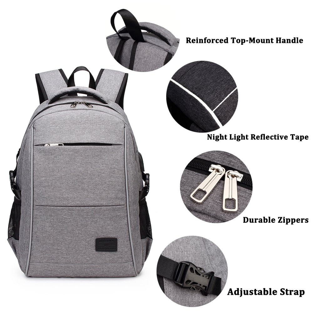 15.6 inch Laptop Backpack with USB Charging Headphone port Students Casual Bag eBay