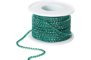 KAOYOO 10 Yards 2mm/0.08" Crystal Rhinestone Close Chain Trim Sew on Trim for Sewing Crafts,DIY Decoration,Jewelry,Wedding