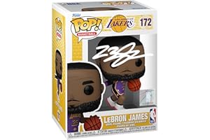 HOFSM.COM HALL OF FAME SPORTS MEMORABILIA LeBron James #172 Facsimile Signed Reprint Laser Autographed Funko POP! Basketball NBA: Los Angeles Lakers Figurine with Protector Case