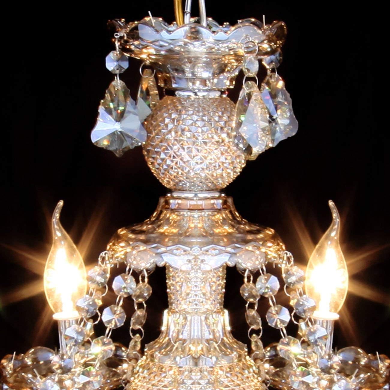 Lustre Baroque Moderne En Cristal K9 - 8 Lumières, Couleur Cognac, Réglable | Pour Salon, Chambre, Entrée, Décoration