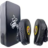 TLBTEK Taekwondo Kick Shield - Muay Thai MMA Karate Kickboxing Training Pads - Curved Leather Strike Shield