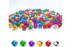 MOODKEY 100PCS Jingle Bells Colorful Metal Craft Bells Bulk DIY Bells for Christmas Festival Holiday Home Party Wedding Decoration Gifts DIY Project (6colors, 0.8in)