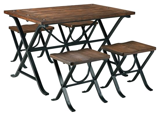 Ashley Furniture Freimore Dining Set of 5 with Wood Top, Black Legs