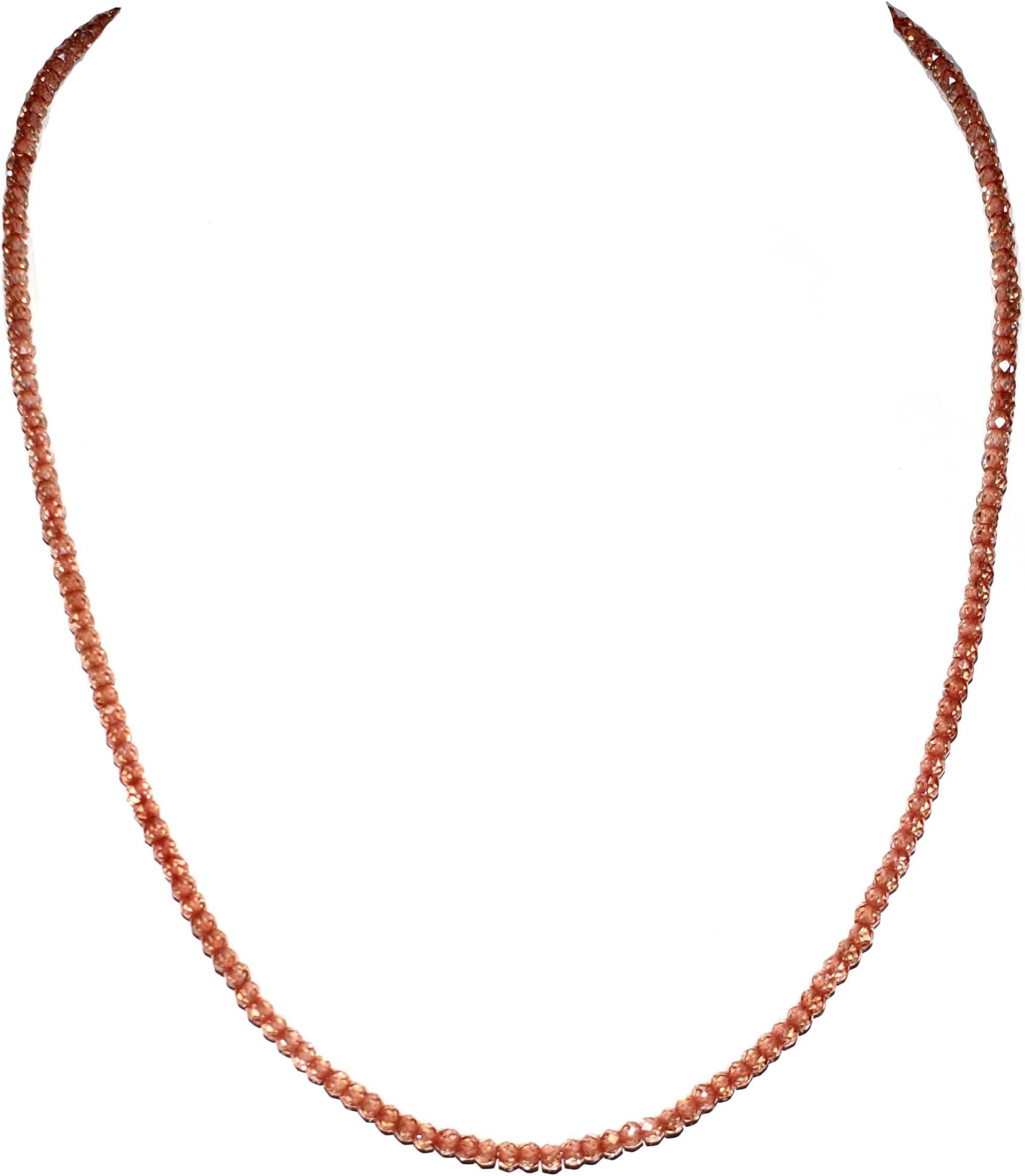Shreepoojagems Shampion Zircon Gemstone Round 3 mm 13 Inch Necklace