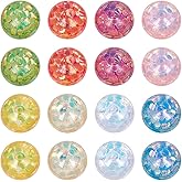 PH PandaHall 8 Colors Glitter Resin Cabochons 48pcs Flat Back Resin Cabochons with Paillette Iridescent Sparkly Cabochon 16mm Half Round Dome for Jewelry Making Setting Bezel Tray Pendant Charms