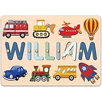 OELTTG Name Puzzle for Kids Personalized, 1st Birthday Girl and Boy, Custom Baby Gifts with Engraved Text on Back, Montessori