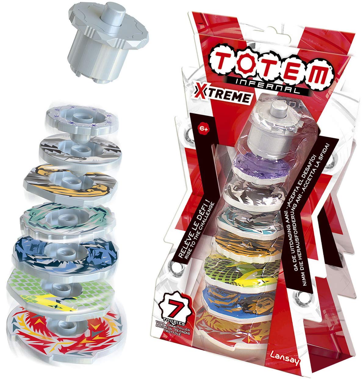 Lansay 59860 Spinning Top, Totem Infernal Xtreme Multi-Coloured, Standard Size