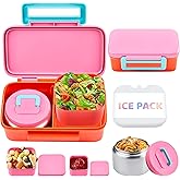 JXXM Lunch Box for Kids With 8oz Soup Thermo, Leak-proof Lunch Container with 2 Compartments, Thermo Food Jar Food Containers for Back to School Girls Boys (Pink)