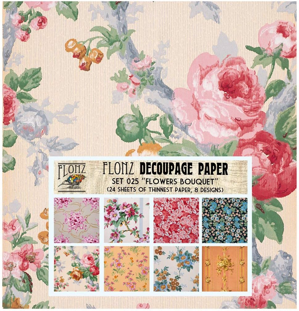 Decoupage Paper Pack (24 Sheets 6"x6") Flower Bouquet FLONZ Vintage