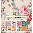 FLONZ Frosty Winter Ice Patterns Paper Pack - 24 Sheets 15x15cm Double Sided Vintage Scrapbooking Paper
