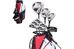 Aspire XD1 Men’s 14-Piece Golf Set – 460cc Titanium Driver, Wood, Hybrid, 6-PW Irons, Putter, Stand Bag, 3 Headcovers and Cover