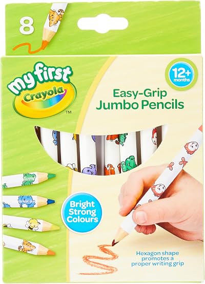 Crayola My First Jumbo Pencils 8 Pack Easy Grip Toddler Coloring Fun