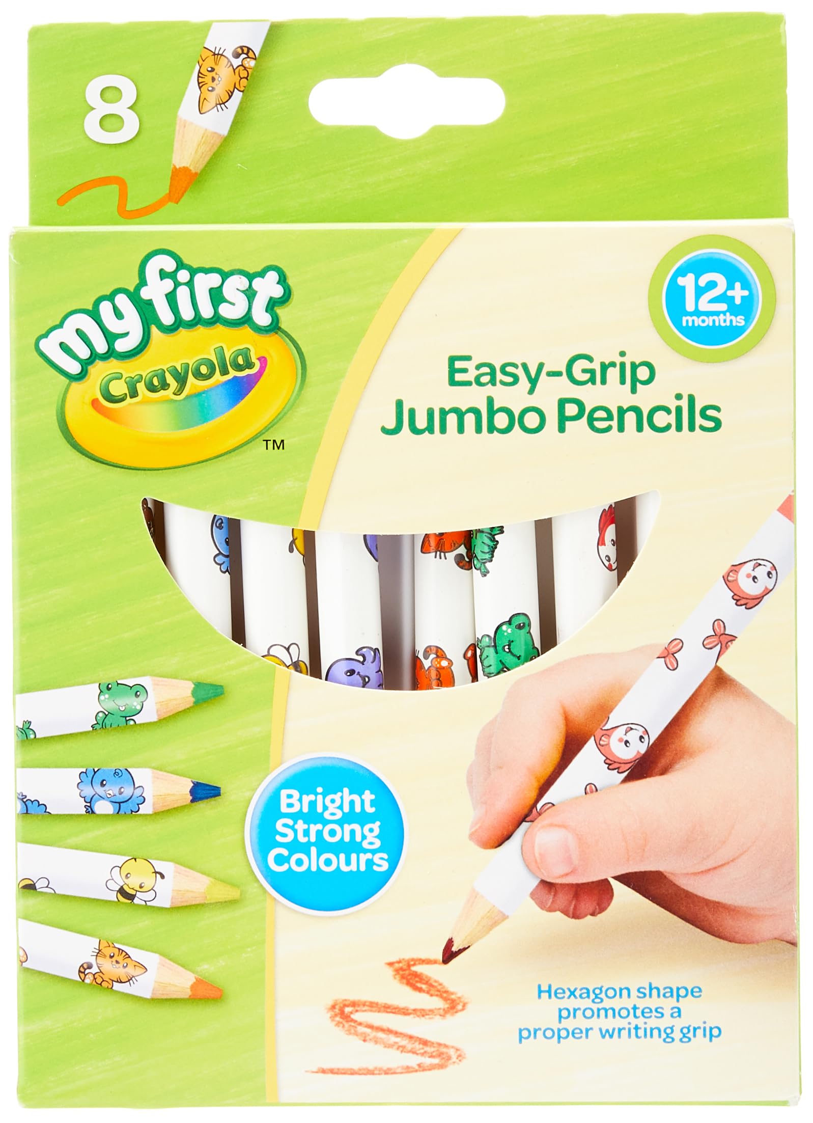 CRAYOLA MyFirst Jumbo Colouring Pencils - Assorted Colours (Pack of 8) | Easy-Grip Pencils Perfect for Toddlers Hands | Ideal for Kids Aged 12+ Months