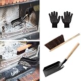 Esoes Fireplace Shovel Brush Set Long Wooden Handle Ash Dust Pan + Gloves view 8
