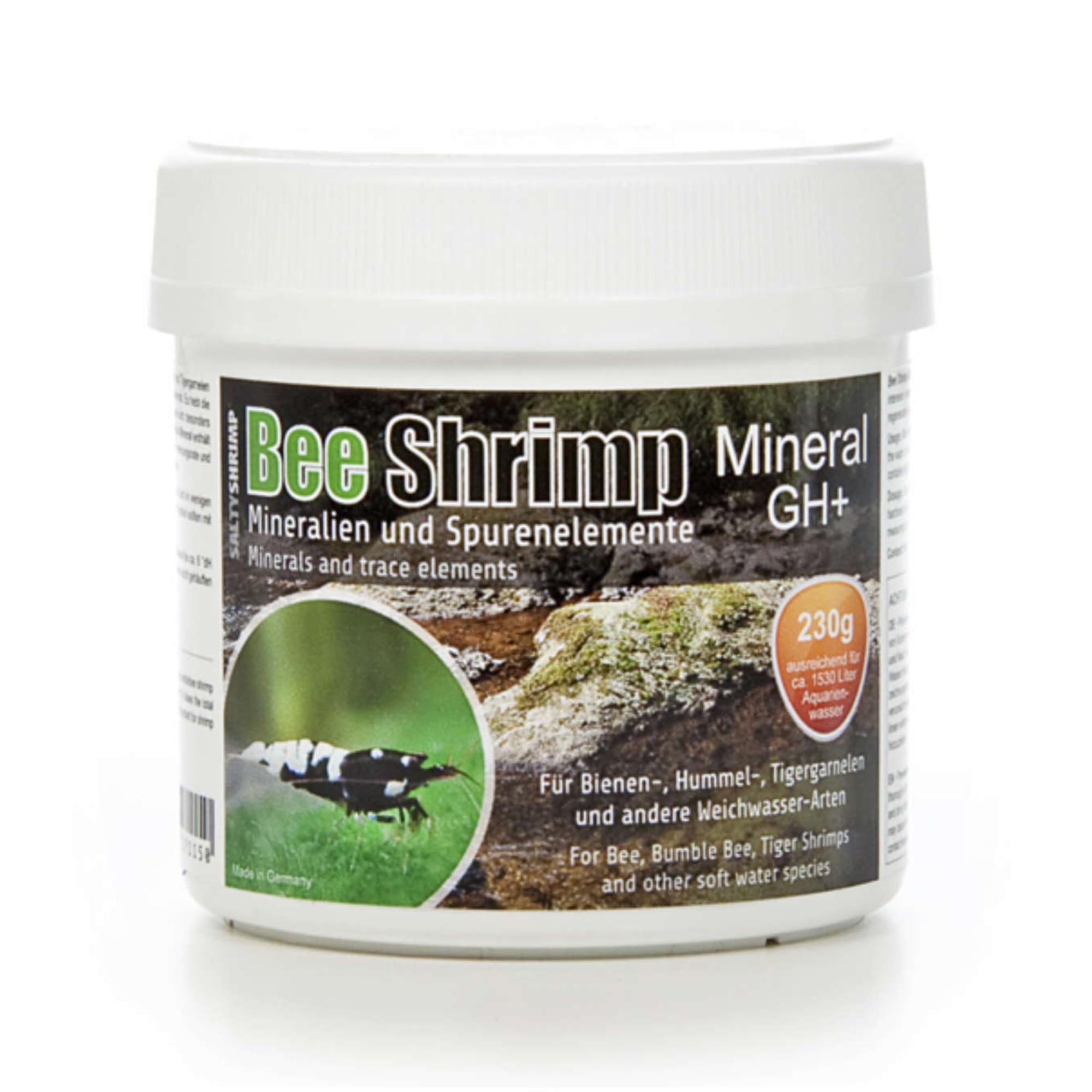 SaltyShrimp Bee Shrimp Mineral GH+ | 230g - Mineral salt, specially developed for bee, bumblebee and tiger shrimps. Increases the total hardness of the water