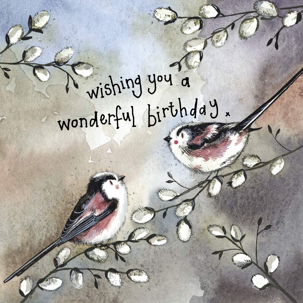ALEX CLARK Happy Birthday Long-Tailed Tits Card - Birds - Nature - Wildlife - Greeting Card - Cards To Celebrate - Designed and Printed in the UK…