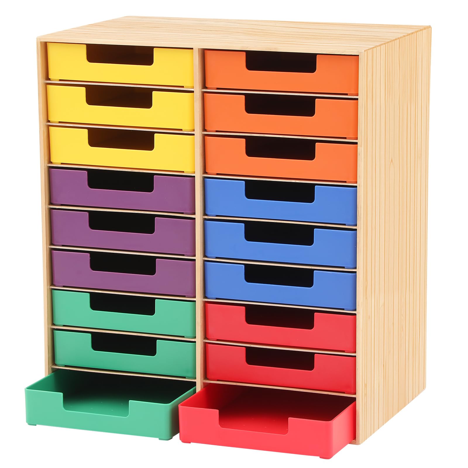 Photo 1 of ***(MAJOR DAMAGE/ SEE NOTES FOR DETAILS)***Ireer Wooden Classroom Mailboxes Center for Students with Trays Literature Organizer Storage Mail Sorter Office Desk File Organizer with Removable Colorful Tray for Home Office School(18-Slot)